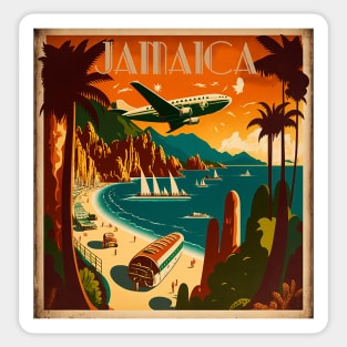 Jamaican Coastline Vintage Travel Art Poster Sticker